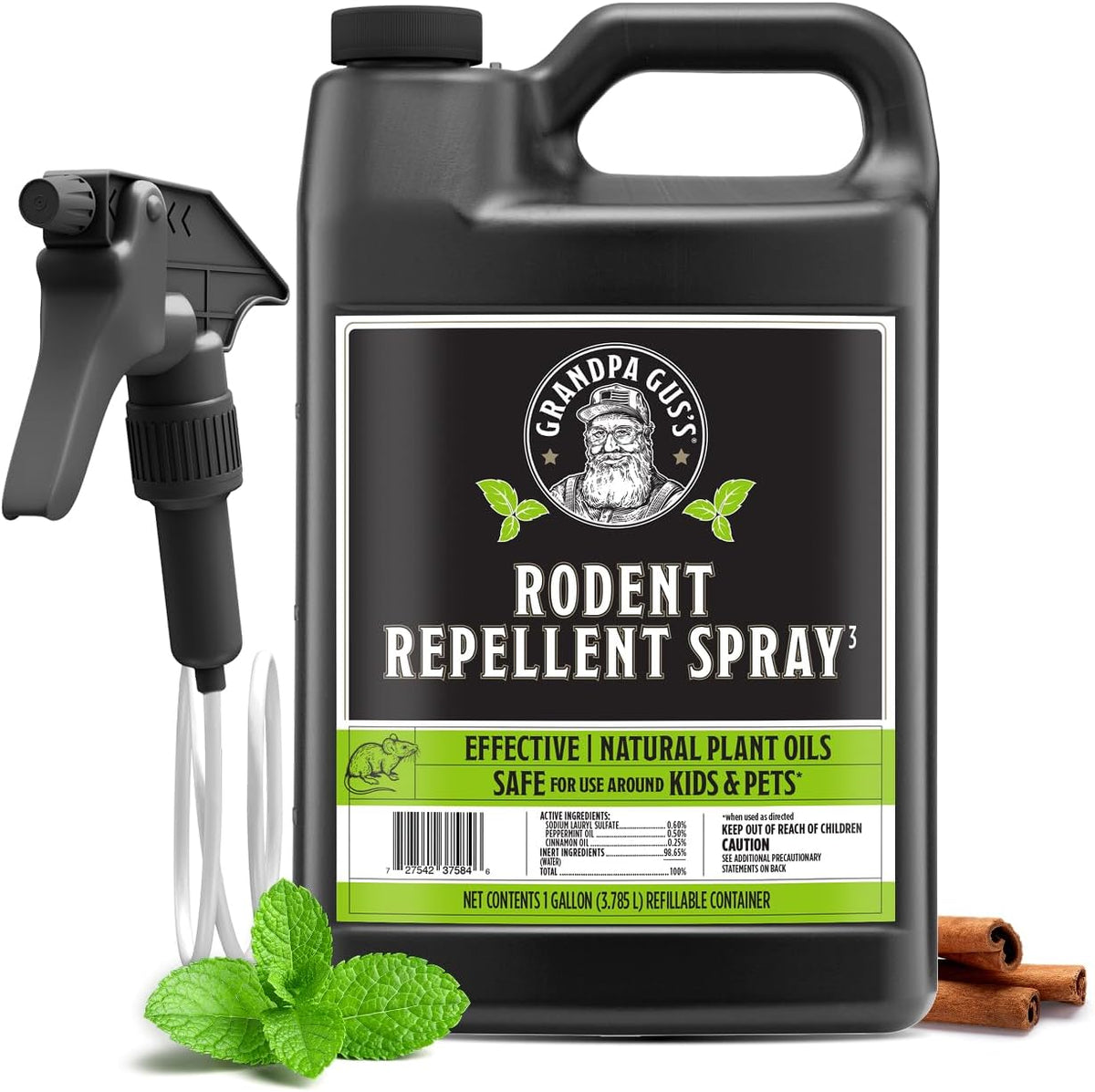 Grandpa Gus's Rodent Repellent Spray, Natural Peppermint Oil, 128 Fl Oz