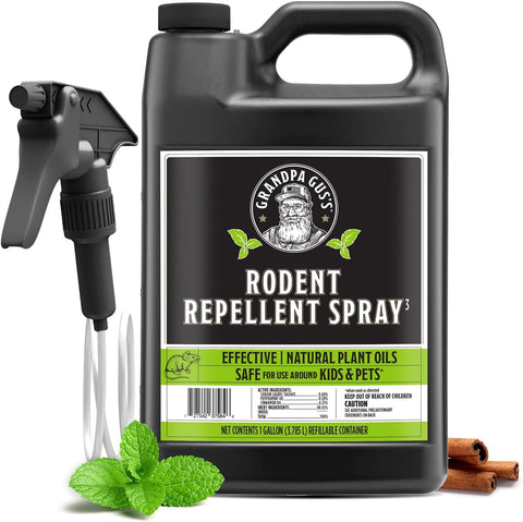 Grandpa Gus's Rodent Repellent Spray, Natural Peppermint Oil, 128 Fl Oz