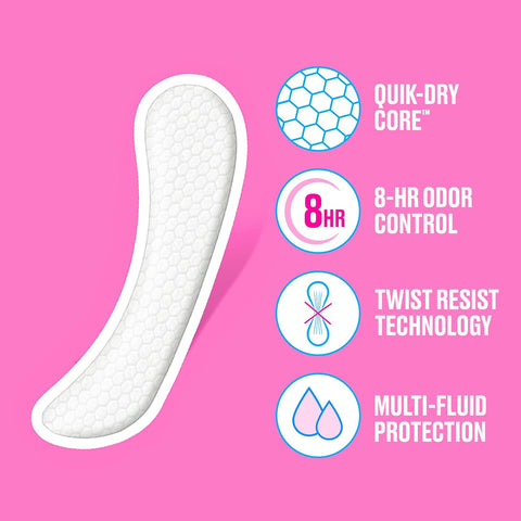 Carefree Light Panty Liners, Extra Long, Wrapped, Unscented, 93 ct