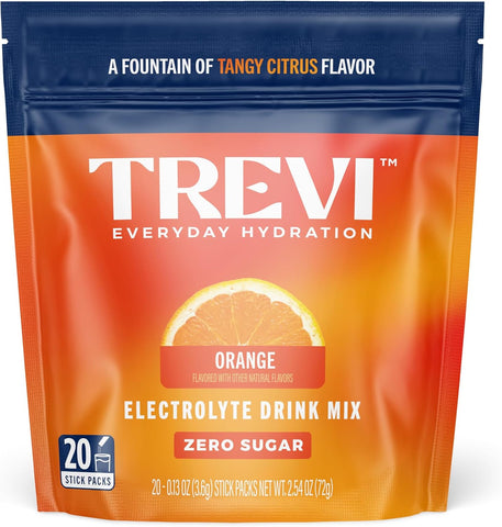 TREVI Electrolytes Powder Packets, Sugar Free Hydration, Orange 20 Pack