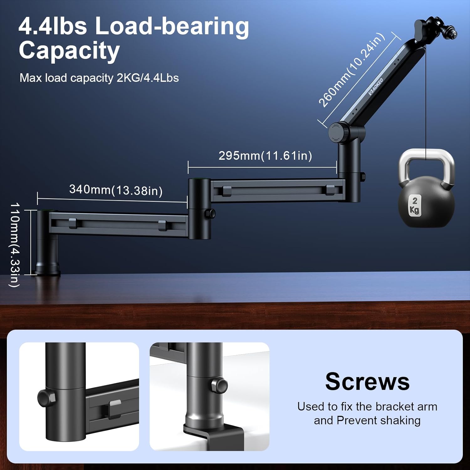 Microphone Arm,Aokeo AK-58i Desk Low Profile Mic Boom Arm Stand,Suitable For Blue Yeti,Snowball iCE,HyperX QuadCast,SoloCast,Elgato Wave,Etc