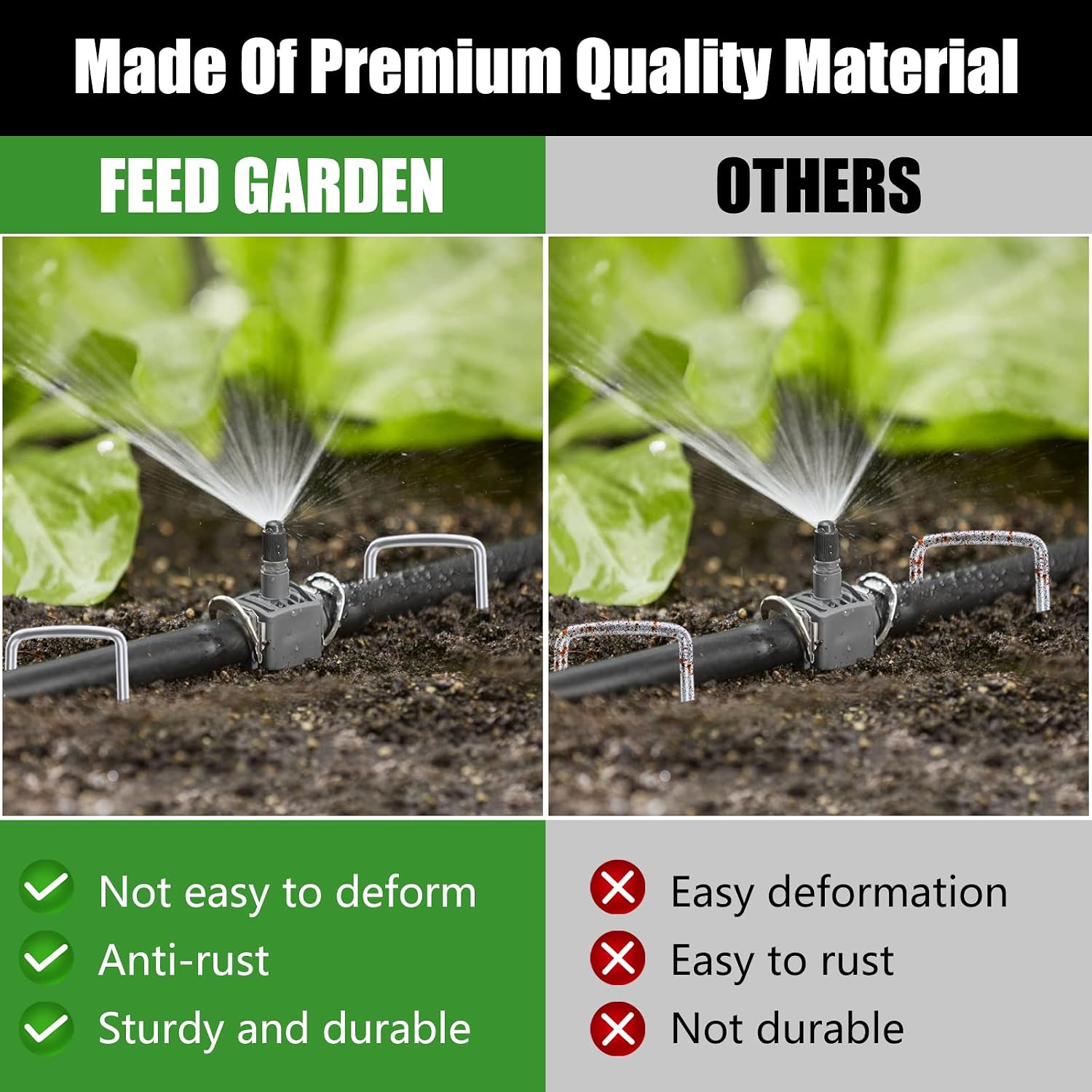 FEED GARDEN 4 Inch 200 Pack Hot-dip Galvanized Landscape Staples 11 Gauge Anti-Rust Garden Stakes Landscaping Fabric SOD Pins Yard Stakes for Weed Barrier Fabric