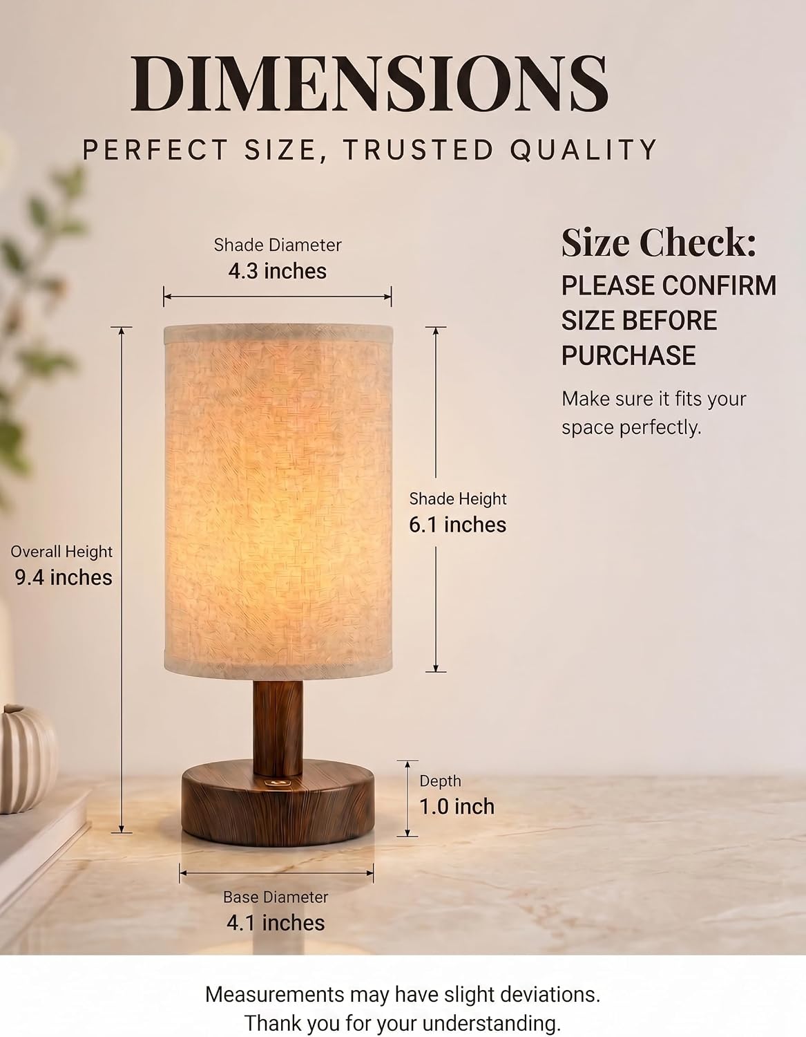 Rechargeable Cordless Table Lamp, 4000mAh Battery, Touch Control, Dimmable