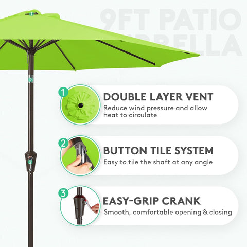 JEAREY 9FT Outdoor Patio Umbrella, Market Umbrella, Apple Green