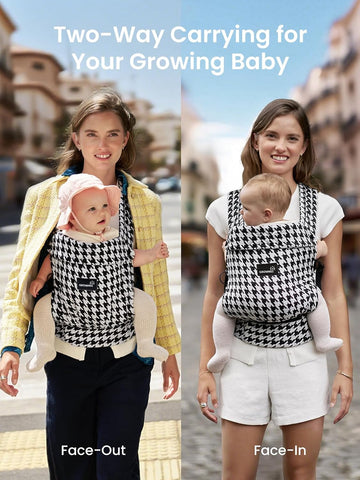 GROWNSY Baby Carrier Newborn to Toddler with Head Support, Houndstooth