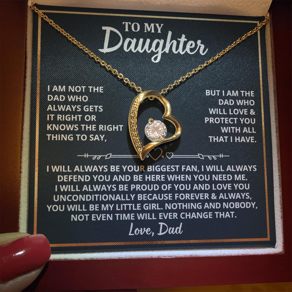 To My Daughter Necklace From Dad, Father To Daughter Gifts From Dad Necklace With Heartfelt Message & Elegant Gift Box