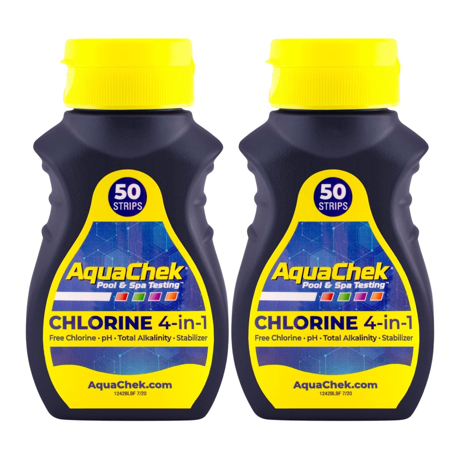 AquaChek Yellow 4-Way Pool and Spa Test Strips - 50 Yellow Test Strips - Swimming Pool Test Strips for pH, Free Chlorine, Total Alkalinity, and Cyanuric Acid - Quick and Accurate Results - (2-Pack)