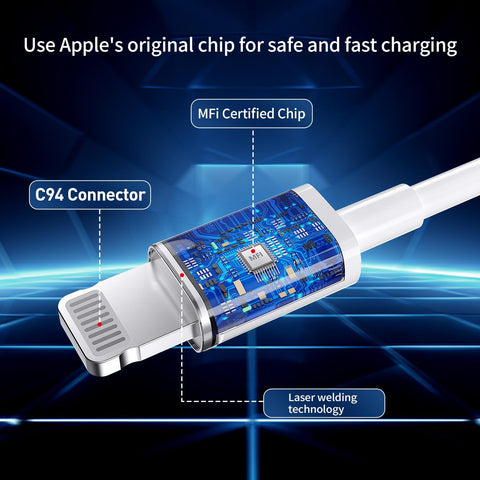 for iPhone 14 13 12 11 Charger Fast Charging [MFi Certified], 3-Pack 20W PD USB C Wall Charger Block with 6.6ft USB C to Lightning Cable Compatible with iPhone 14 Pro Max/Pro/Plus/Mini/iPad & More