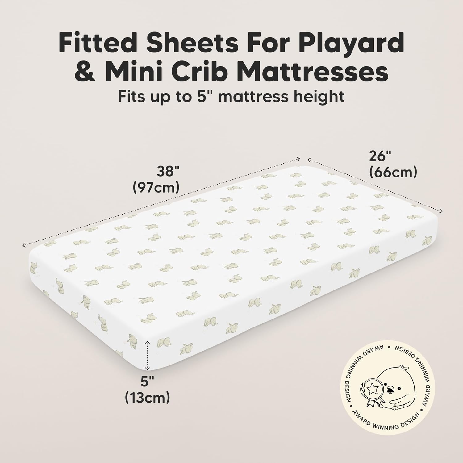 2-Pack Mini Crib Sheets Fitted, 38x26 Pack N Play Mattress Sheets (Elly)