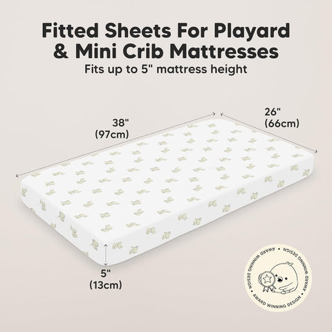 2-Pack Mini Crib Sheets Fitted, 38x26 Pack N Play Mattress Sheets (Elly)