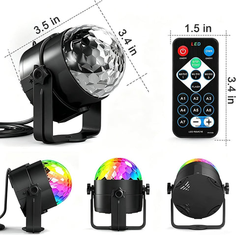 Party Lights,Disco Light Disco Ball Dj Rave Lights Strobe Lights Sound Activated Stage Lights Projected Effect Dancing Light Remote Control for Birthday Xmas Wedding Bar Glow Party Christmas
