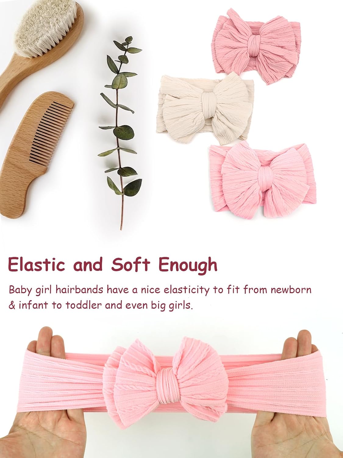 AQOKKA Baby Bows Headbands Nylon Baby Girl Headbands Soft Handmade Hairbands Toddler Hair Accessories for Girls Baby Newborn Infant Kids