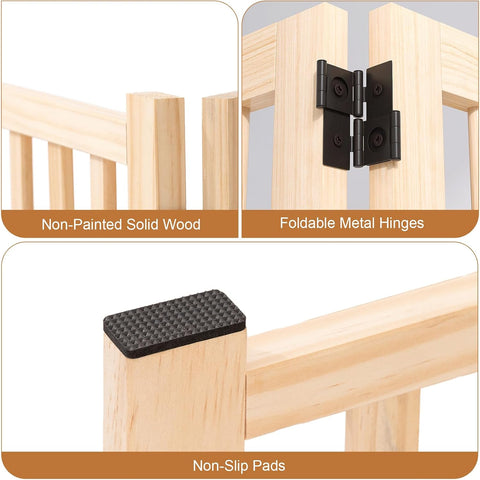 YOCAN Non-Painted Wood Freestanding Pet Gate for Dogs-2 Panel H:23”