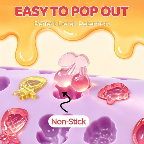 Fruit Snack Molds, 4pcs Gummy Molds Silicone Chocolate Candy Molds