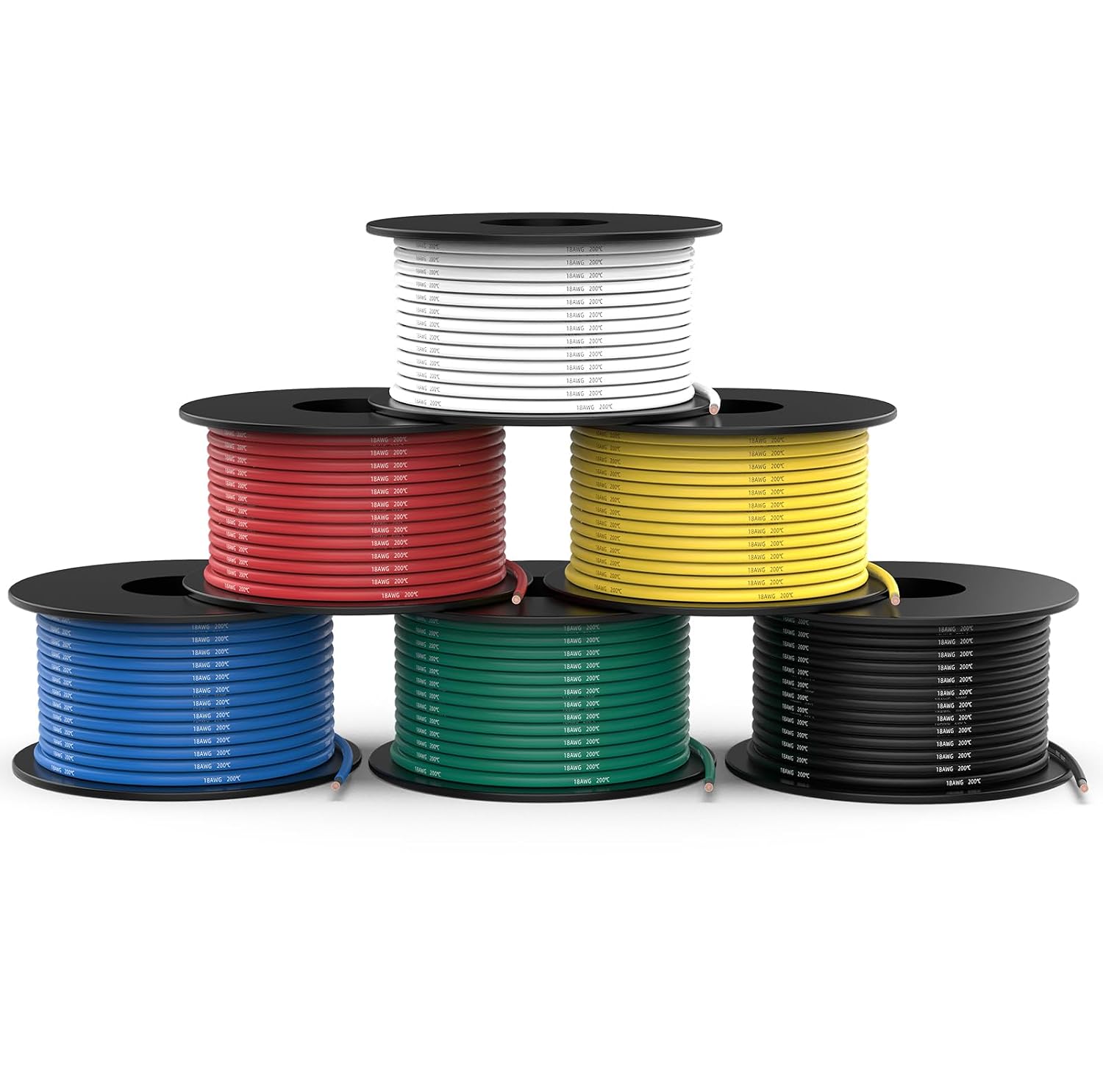 NAOEVO 18 Gauge Wire, Tinned Copper Silicone 18 AWG Automotive Wire, 180FT