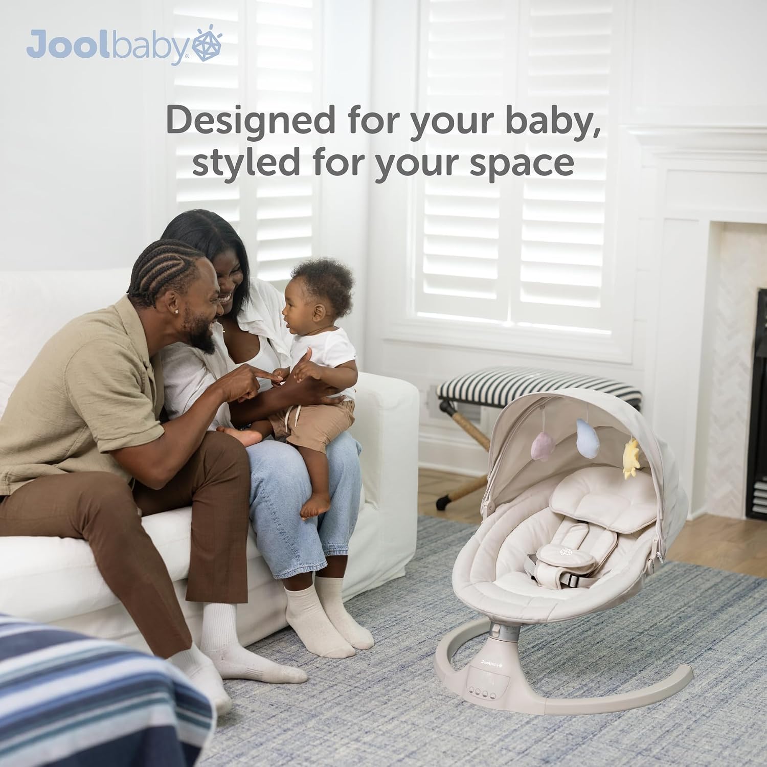 Jool Baby Nova Baby Swing for Infants – Bluetooth Music, Remote (Oatmeal)