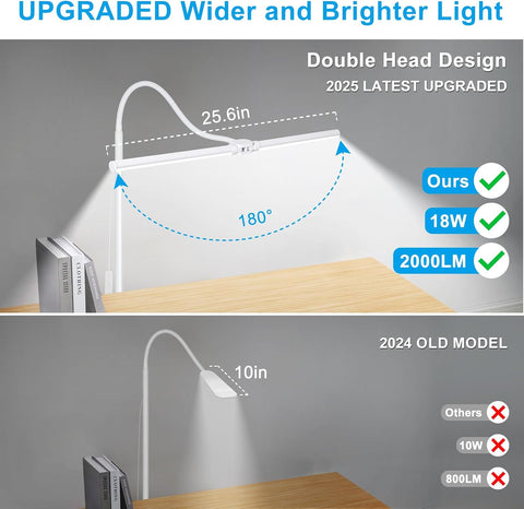 White Floor Lamp, 18W/2000LM Bright LED Floor Lamp for Living Room, Adjustable Gooseneck Dimmable Standing Office Task Lamp for Reading, Study, Eye Caring Lash Light for Sewing Tatoo Facial Spa