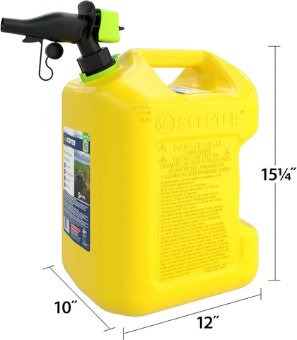 Scepter 5G Gas Can with Spill Proof SmartControl Spout, Diesel Only, Yellow