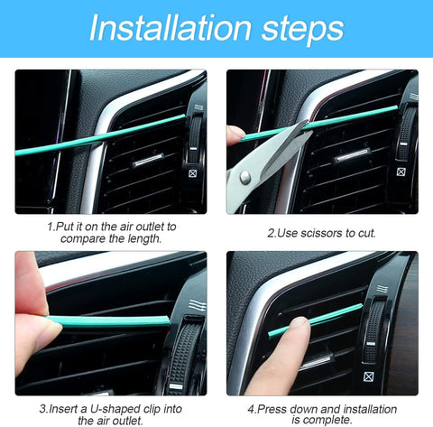 8sanlione 20PCS Bendable Car Air Vent Trim Strips, Ice Silver