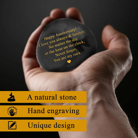 VELENTI Happy Anniversary Decorative Stones Rock - Heartwarming You are My Rock Wedding Presents, Inspiring Anniversaries Keepsake for Her, Decorative Accessories Anniversary Present for Him