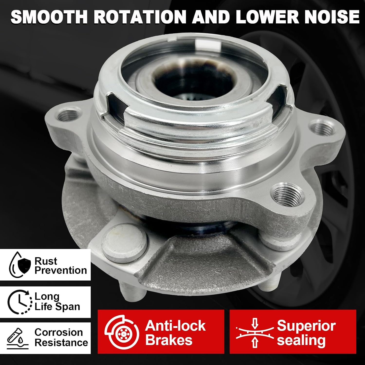 Pair 513294 Front Wheel Bearing Hub Assembly Compatible with Nissan Altima 2007 2008 2009 2010 2011 2012 (Fits 2.5L 4-Cylinder Models Only), for 2013 Altima 2.5L Coupe Only, 5 Lug w/Encoder ABS