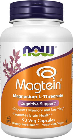 NOW Foods Supplements, Magtein™ with patented form of Magnesium (Mg), Cognitive Support*, 90 Veg Capsules