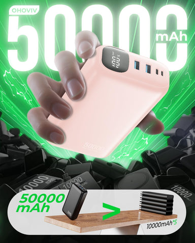 OHOVIV Portable Charger Power Bank 50000mAh,PD 22.5W Battery Pack