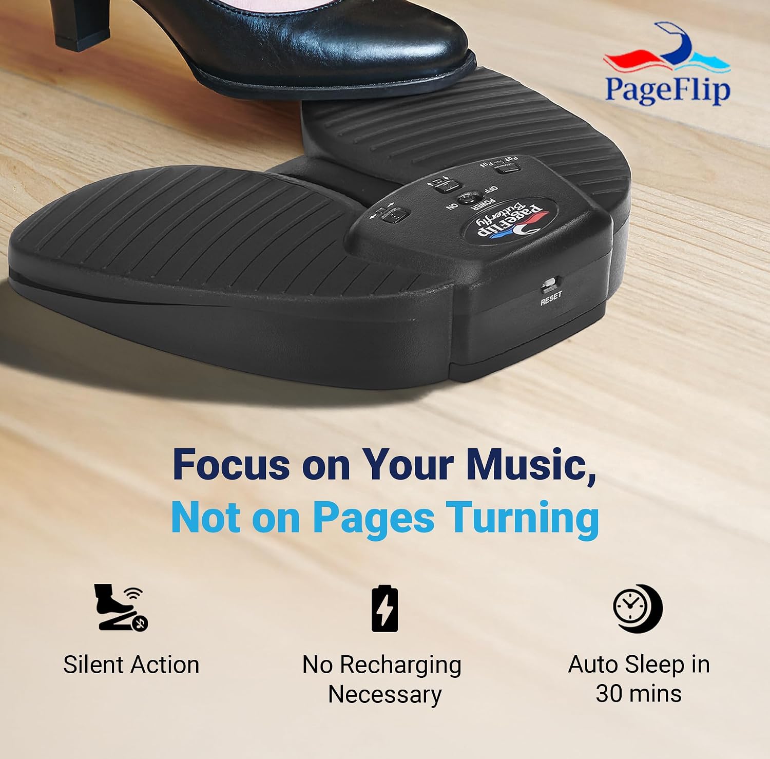PageFlip Butterfly Bluetooth Page Turner Pedal – Silent, Rugged Foot Pedal