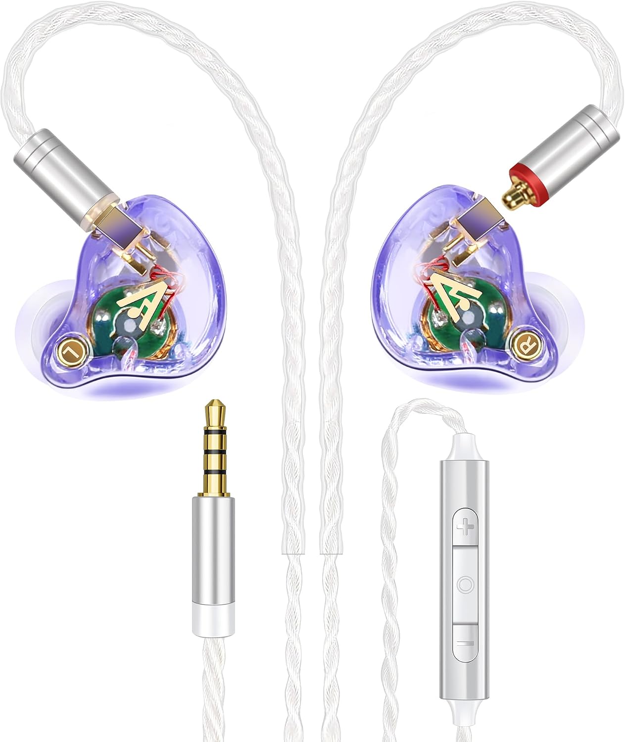 Vibes 202M Wired Earbuds - HiFi in Ear Monitor Headphones - Noise Isolating Ear Buds w/ Mic - Clear Sound, Deep Bass & Comfort-Fit Gaming Earphones - MMCX to 3.5mm & Silver Plated Cord, Carrying Case