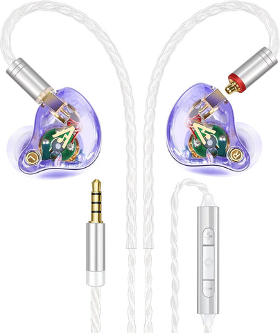 Vibes 202M Wired Earbuds - HiFi in Ear Monitor Headphones - Noise Isolating Ear Buds w/ Mic - Clear Sound, Deep Bass & Comfort-Fit Gaming Earphones - MMCX to 3.5mm & Silver Plated Cord, Carrying Case