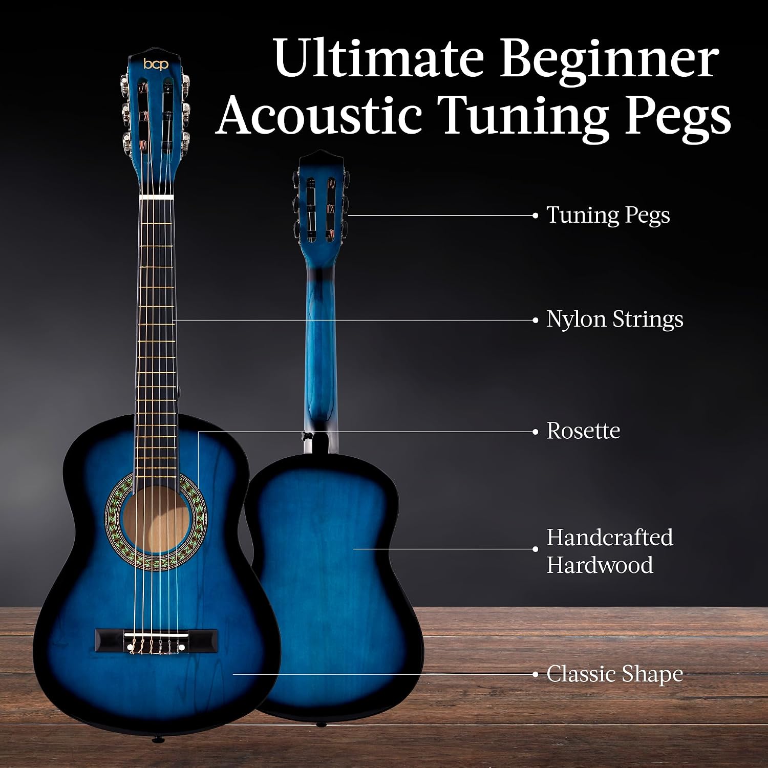 Best Choice Products 30in Kids Acoustic Guitar, All-in-One Beginner Starter Kit w/Strap, Case, Extra Strings, Rosette Inlay - Blueburst