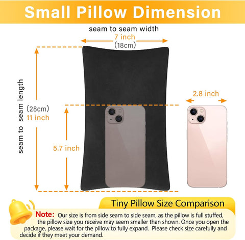 1 MIDDLE ONE 2 Pack Small Pillow, Memory Foam Mini Pillow 11 X 7 Inches for Travel, Sleeping, Nap and Neck, Knee, Lumbar Support, Tiny Cushion for Pet, Dogs (Black)