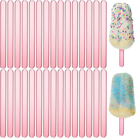 30 Pcs Reusable Acrylic Cakesicle Sticks, 4.5 Inches, Rose Gold