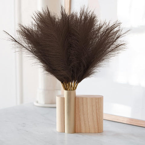 obbsie 50PCS Brown Faux Pampas Grass Decor, 21.6" Fluffy Vase Filler