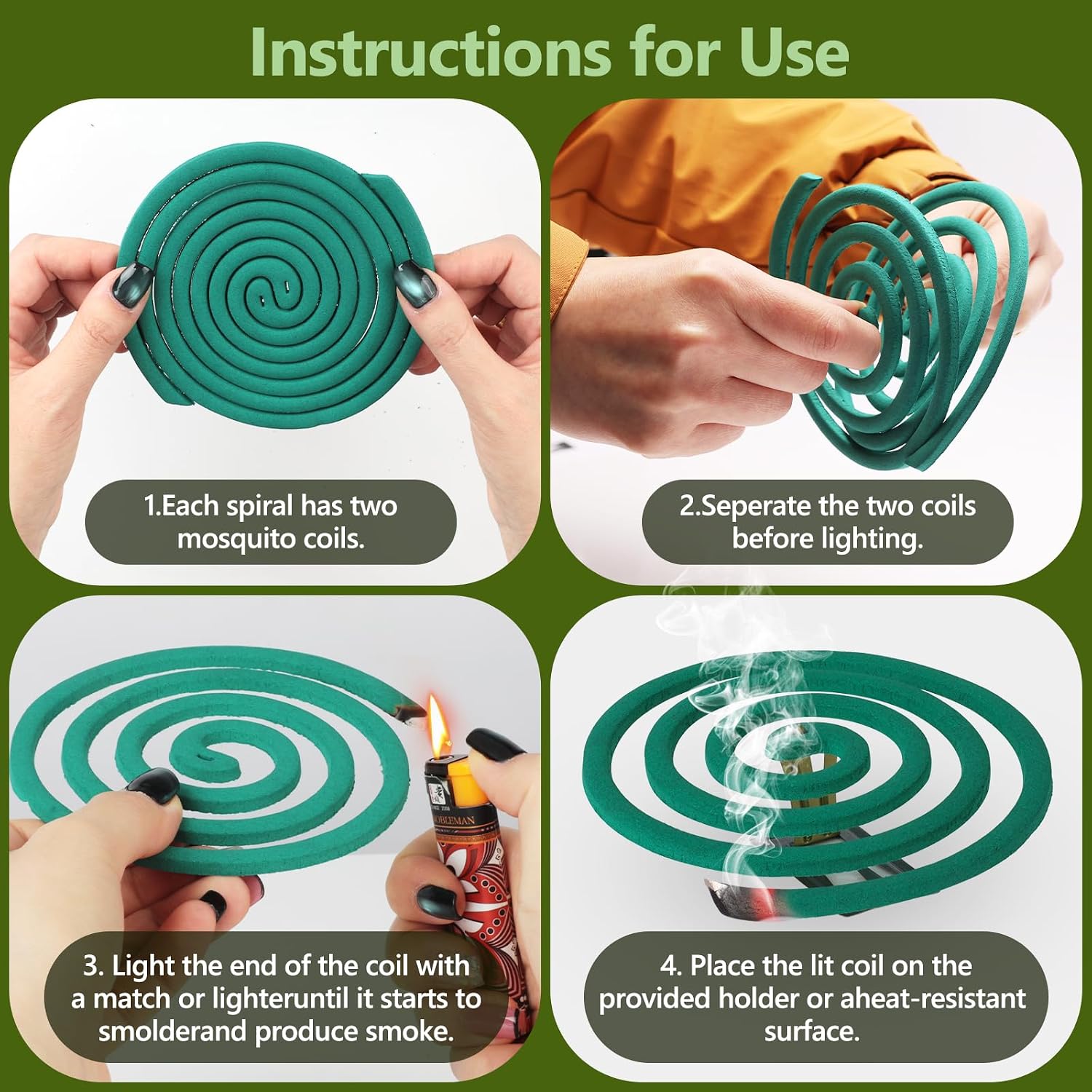 Mosquito Coils Outdoor Patio Fresh Scent,Use Reaches Up to 10 feet