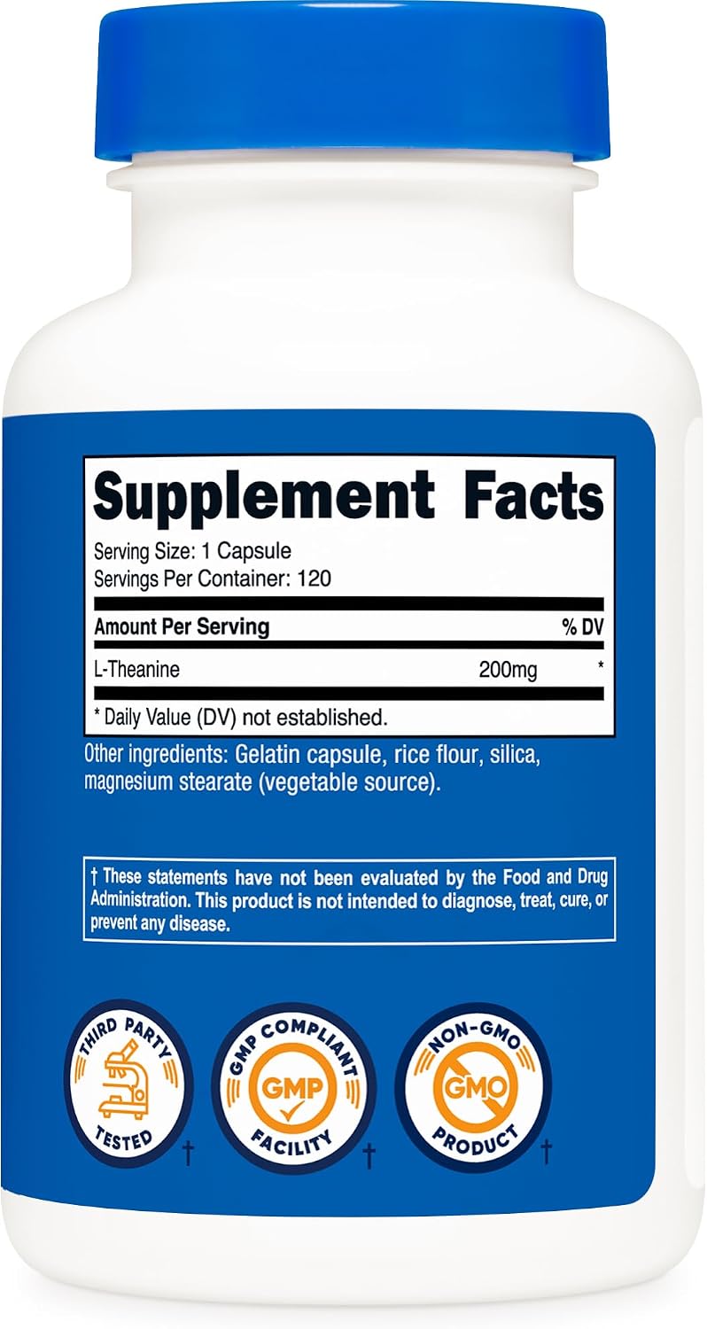 Nutricost L-Theanine 200mg, 120 Capsules, Double Strength, Gluten Free