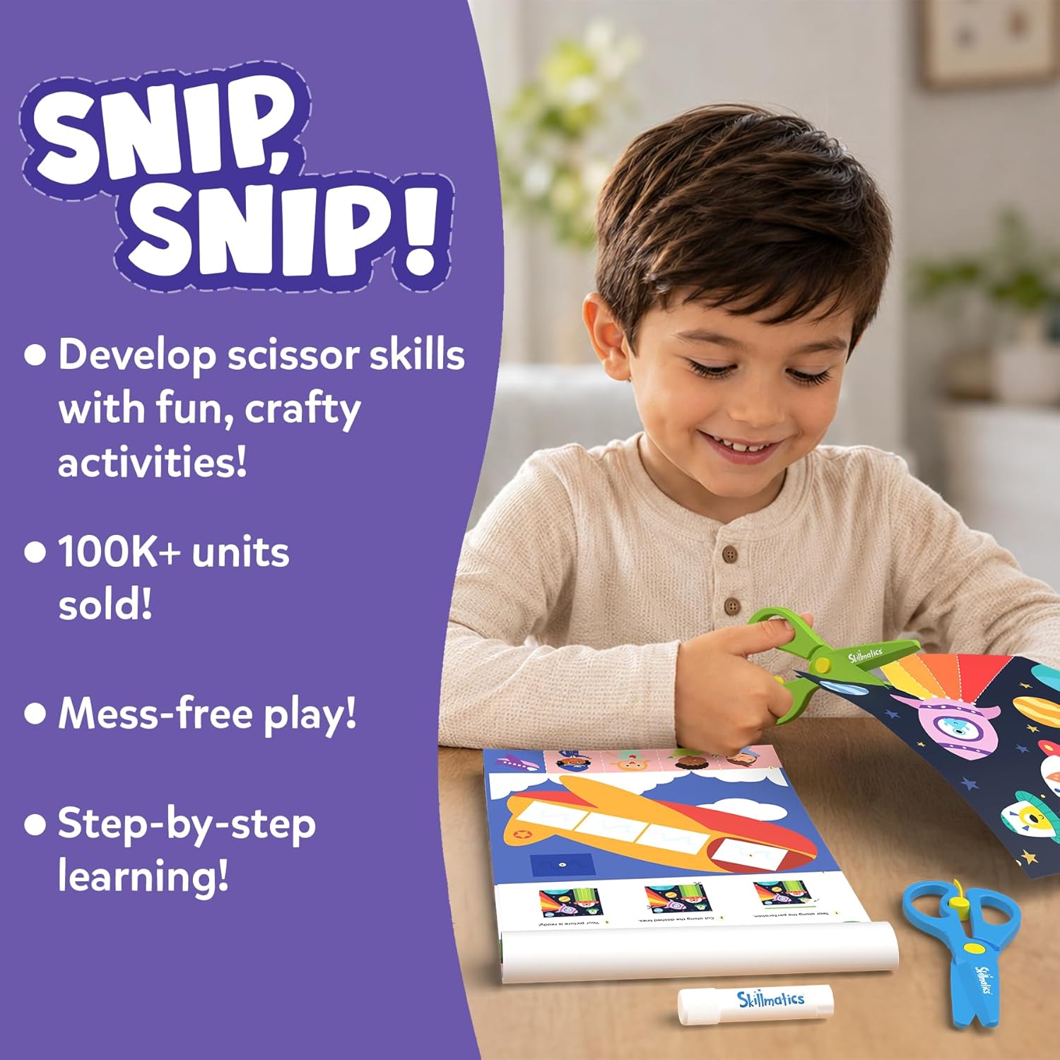 Skillmatics Snip Snip, Scissor Skills, Felt Craft Activity, Gift for Kids