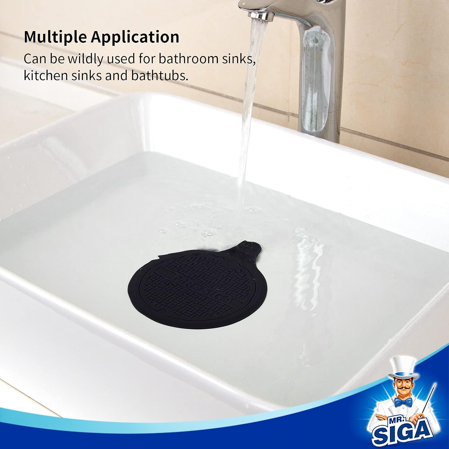 MR.SIGA Silicone Bathtub Stopper, Drain Stopper for Shower, Sink, 3 Pack