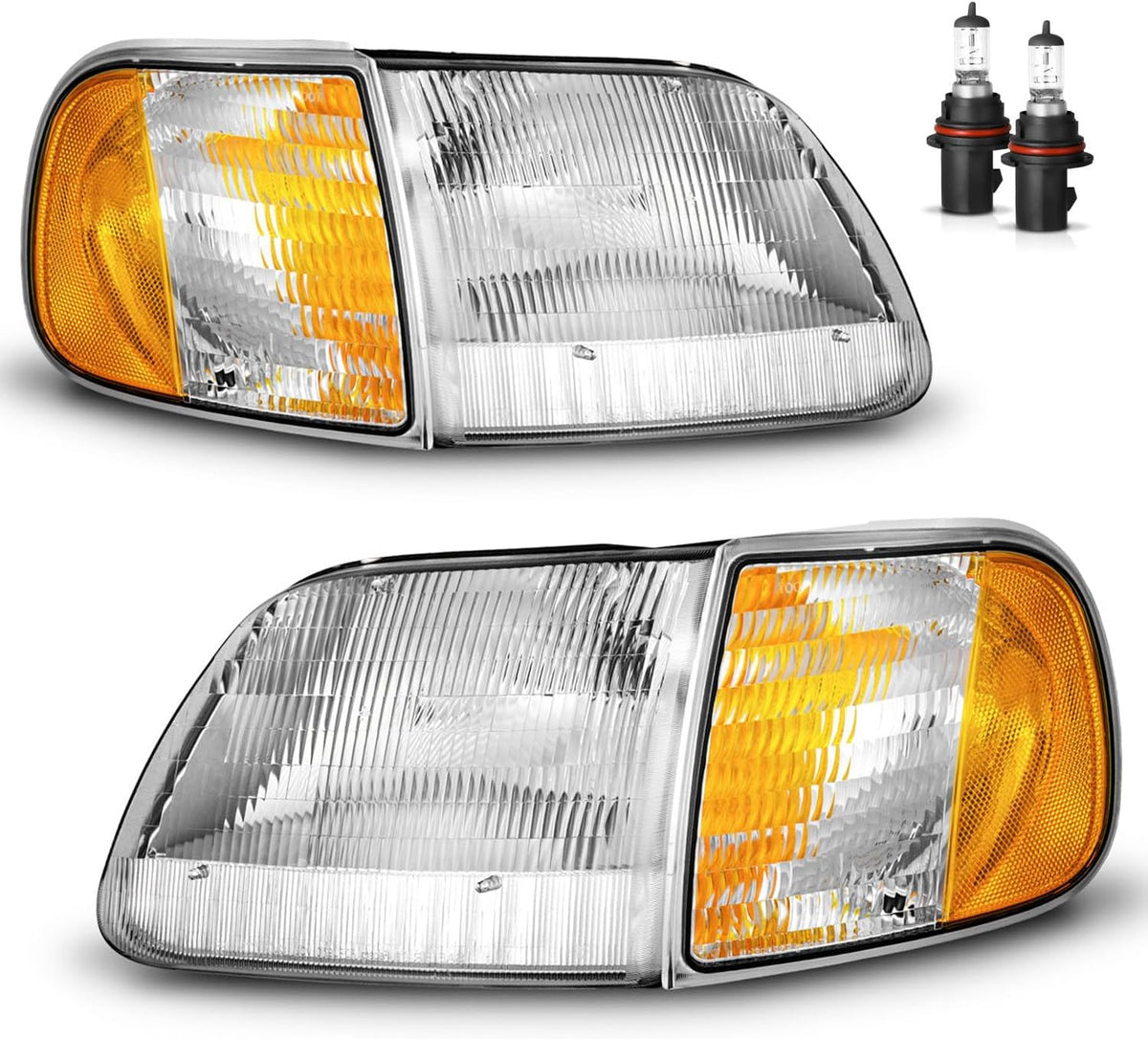 Headlights for 1997-2003 Ford F150 W/Bulbs Halogen