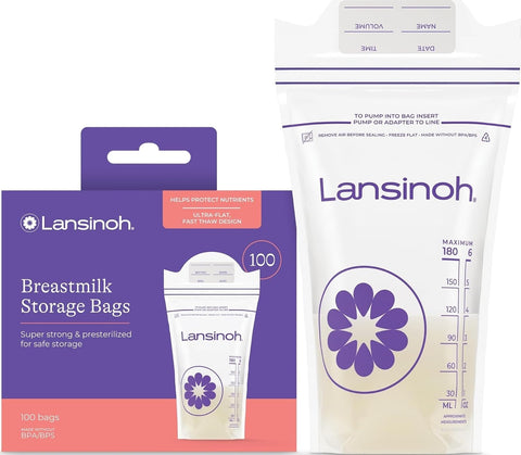 Lansinoh Breastmilk Storage Bags, 6 Ounce, 100 Count