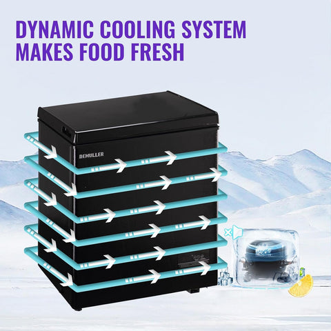 DEMULLER 4.0Cu.ft Compact Chest Freezer, Small Deep Freezers with Top Open Door & Electronic Panel & Two Storage Wire Baskets, Temp Range -12 ℉ to 50 ℉, Black