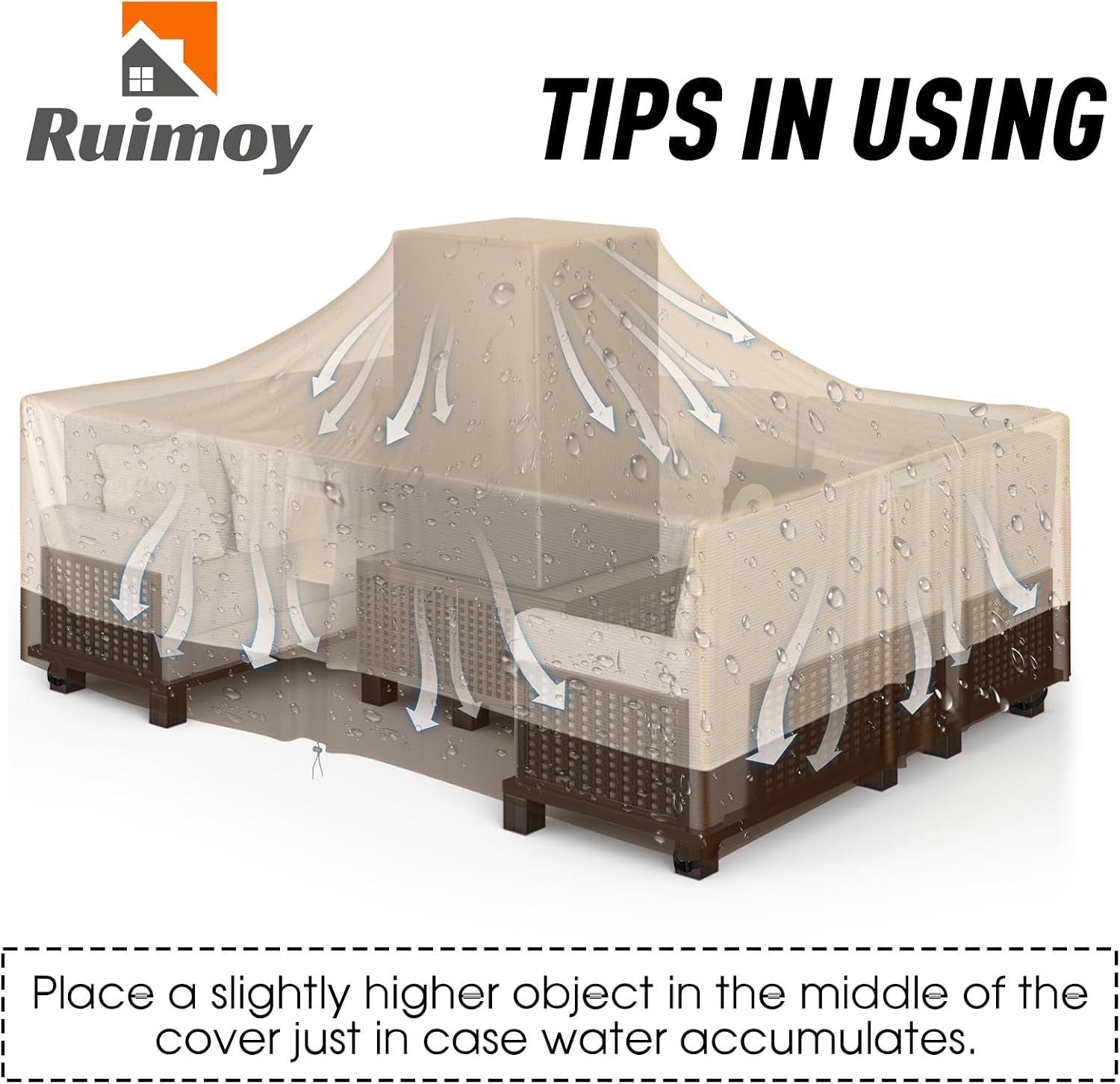 Patio Furniture Covers, Outdoor Furniture Cover Waterproof, General Purpose, Outside Table and Chair Covers, Heavy Duty 600D (62 Inch L x 42 Inch W x 28 Inch H)-Brown