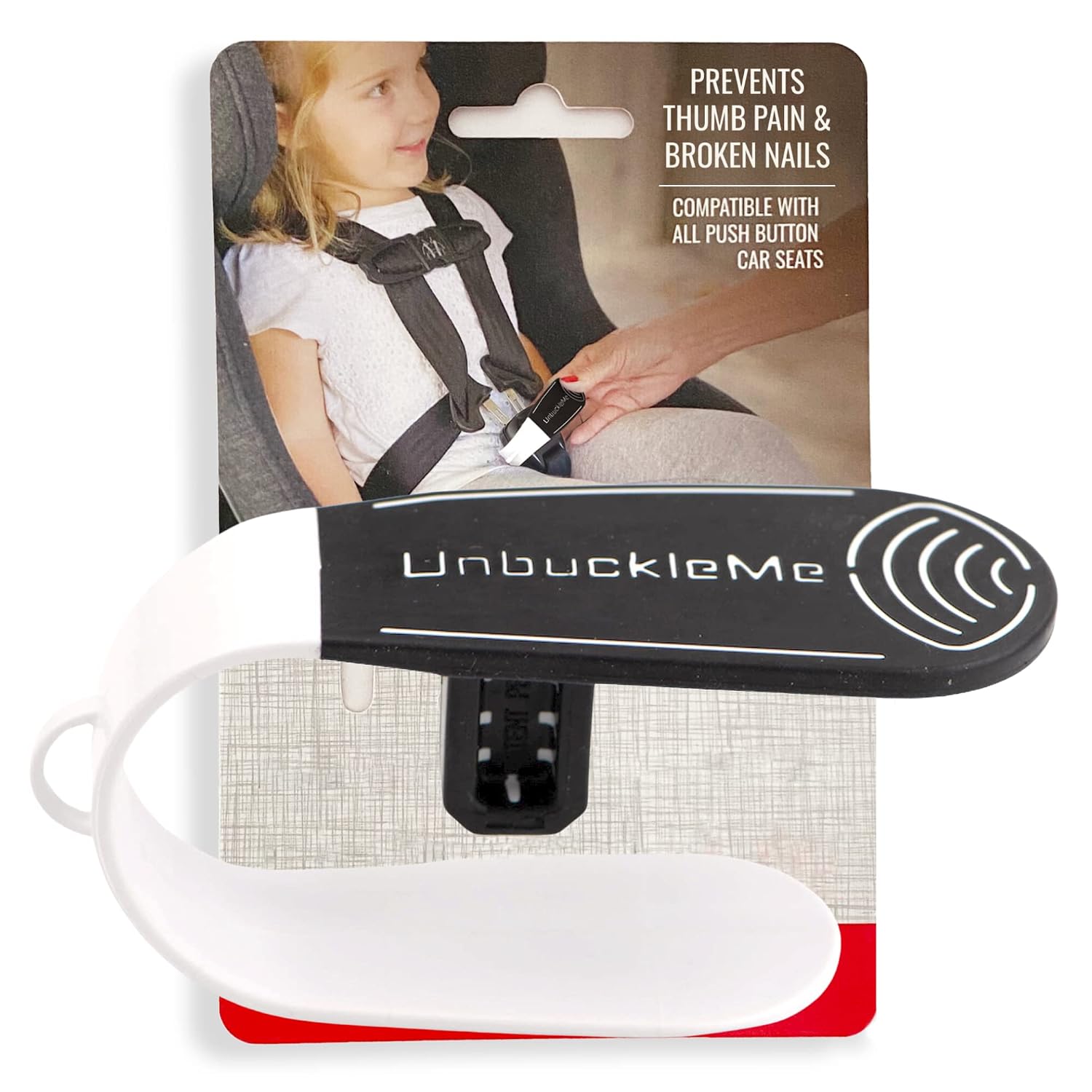 UnbuckleMe Car Seat Buckle Release Tool - Easy Opener Aid for Arthritis, Long Nails, Older Kids - Button Pusher for Infant, Toddler, Convertible 5 pt Harness car Seats - As Seen on Shark Tank (Black)