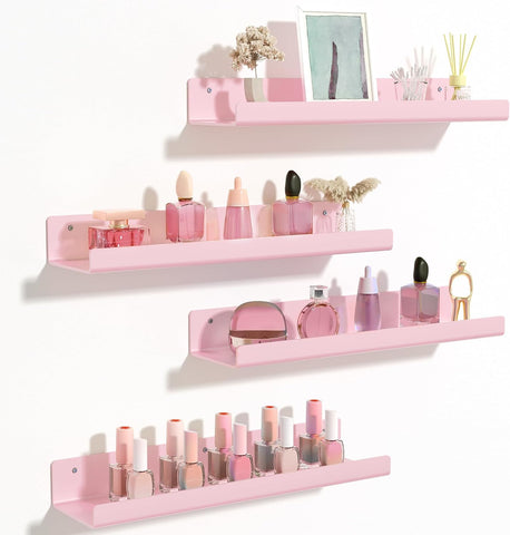 upsimples 4 Pcs 15" Acrylic Shelves for Wall Decor and Display, Pink
