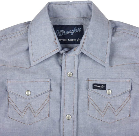 Wrangler Boy's Long Sleeve White Snap Shirt