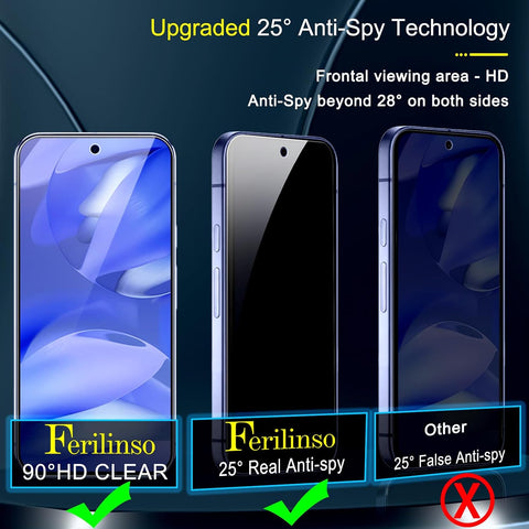 Ferilinso Privacy Screen Protector for Google Pixel 9A, Tempered Glass