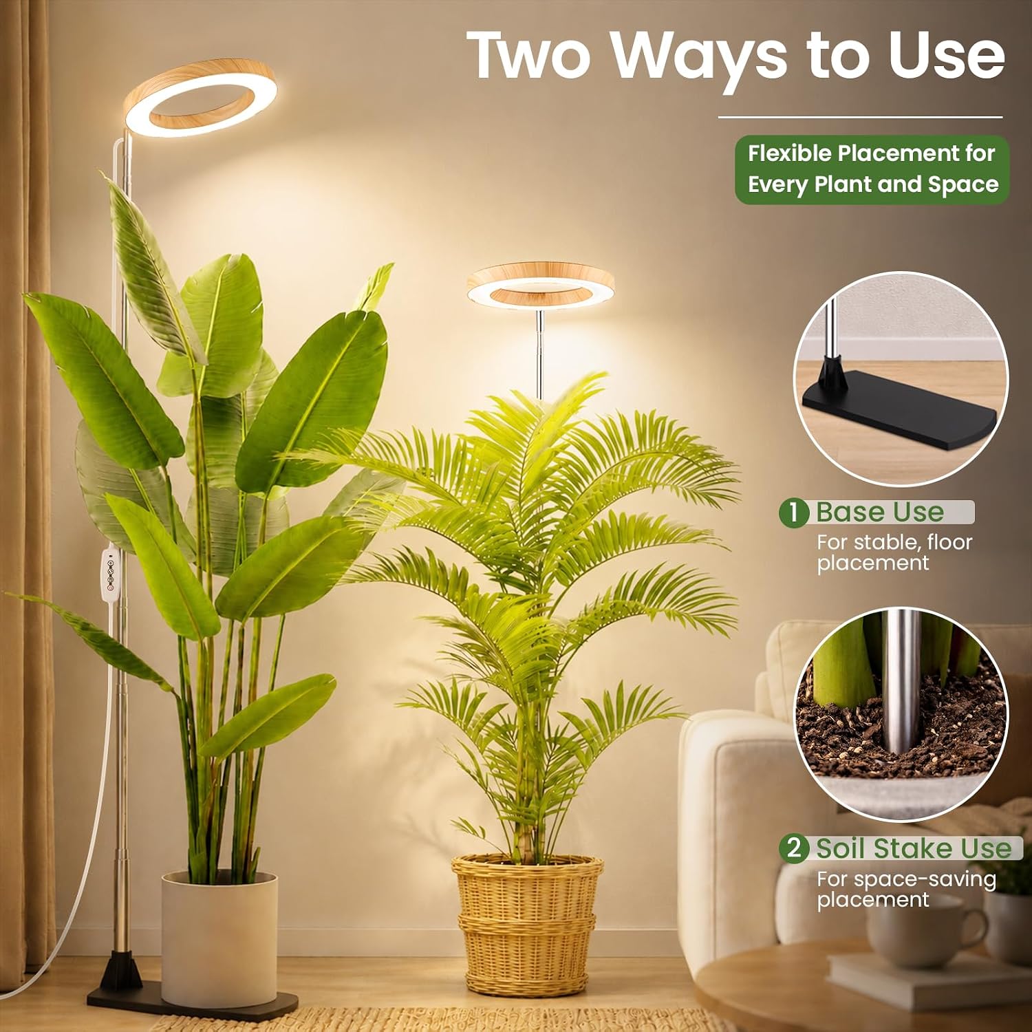 Grow Lights for Indoor Plants, 6.3" Full Spectrum Plant Light with Base