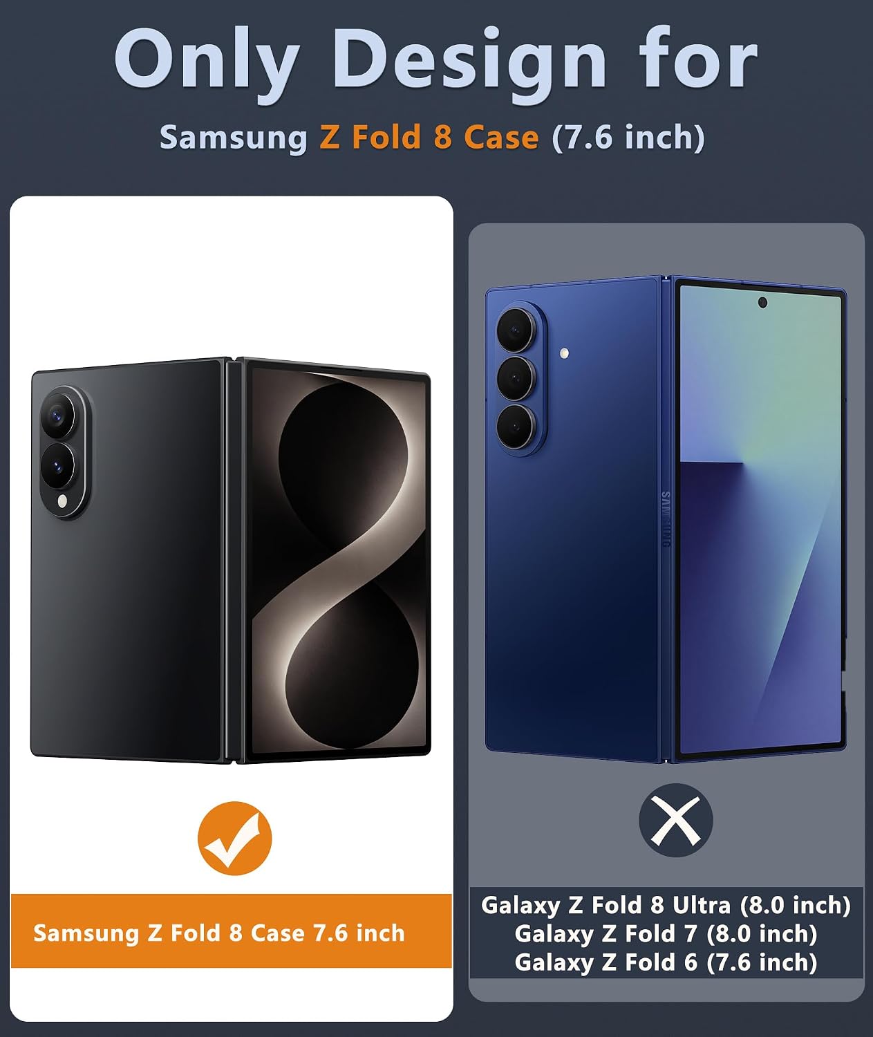 FNTCASE for Samsung Galaxy Z-Fold-8 Case Full Hinge Protection Matte Cover
