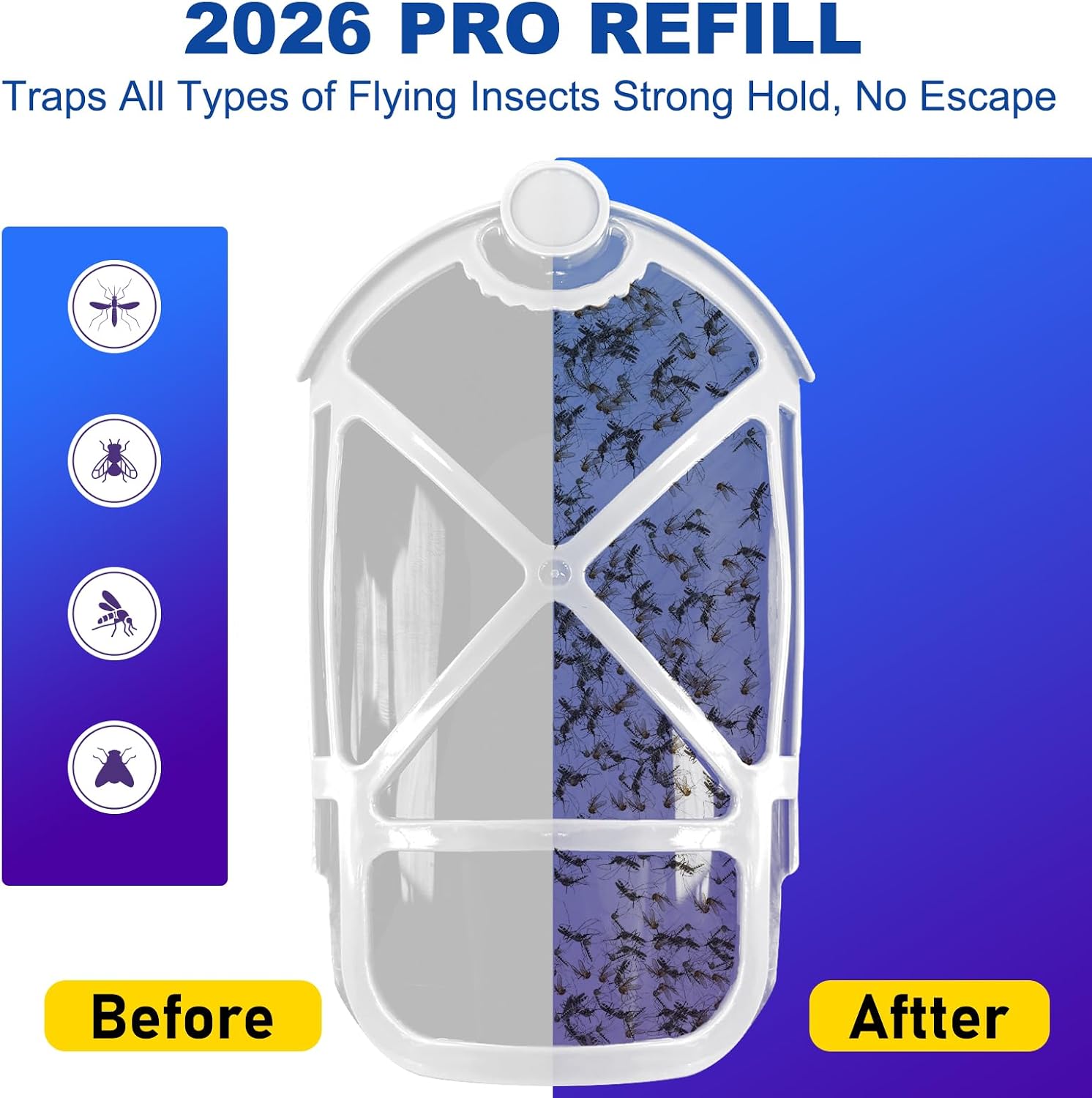 10 Pack Refill Cartridges, 2026 Upgraded Flying Insect Trap Refills Compatible with Flying Insect Trap Indoor Light M364 M364A Fully Compatible Size,Fly Catcher Trap (10 Refill Cartridges)