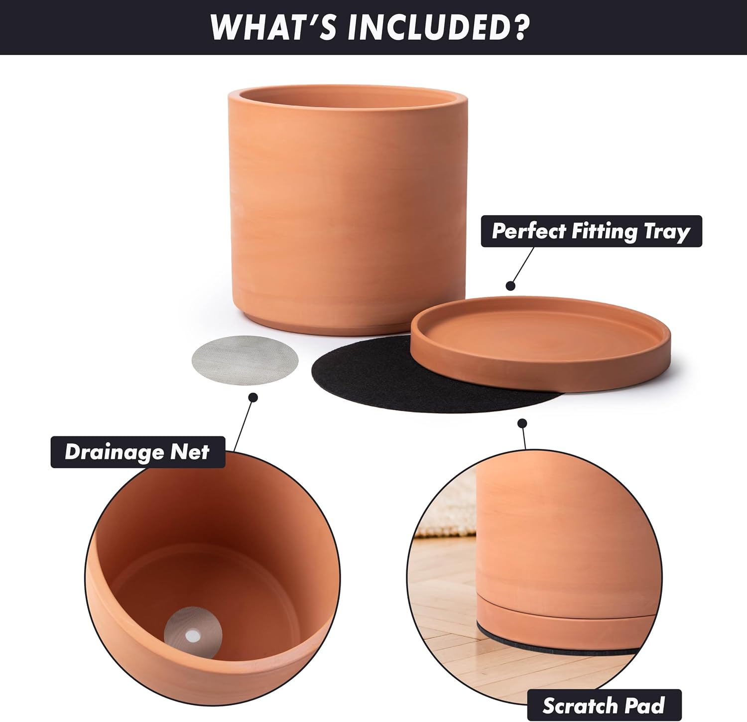 D'vine Dev Terracotta Plant Pot with Saucer, 12 Inch, 40-X-A-6